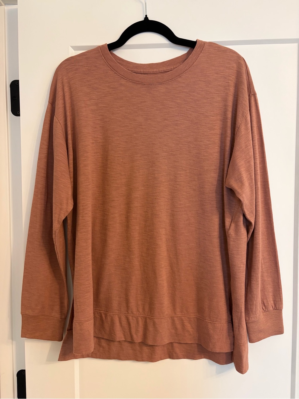 Abercrombie & Fitch Side Split Long Sleeve Crewneck Tunic Shirt - Dusty Rose, S